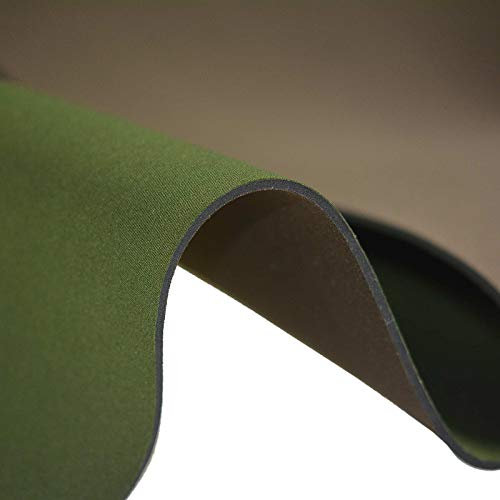 0,5m Neopren Stoff Doubleface 3mm Stretch 130cm breit Meterware in vielen tollen Farben!, Farbe:dunkelbraun-olivgrün