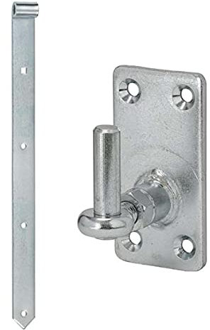 HAUS & DACH Set de paumes de chargement en acier galvanisé bleu avec gonds, longueur de charnière : 800 mm, diamètre du gond : 13 mm, réglable