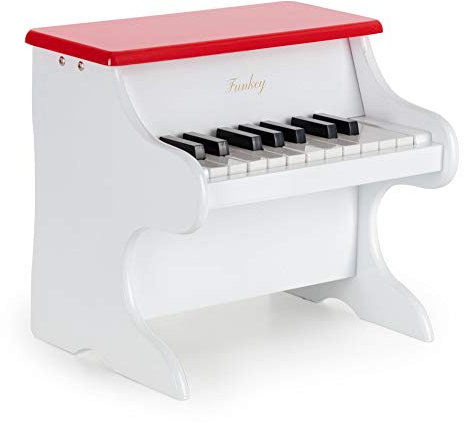 Funkey MP-18 Mini Spielzeug Piano - Metallophon in Klavier Optik - 18 Tasten ideal für kleine Kinderhände - Kinderklavier für Kinder ab 3 Jahren - Weiß