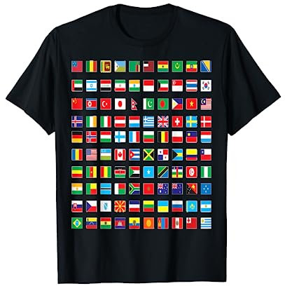 International world flags and world map for children T-Shirt