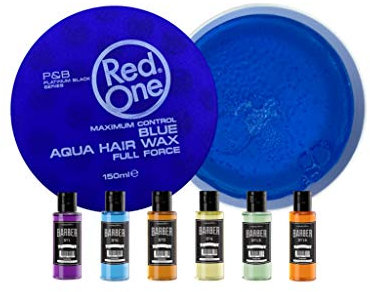 RedOne Barber Set Aqua Hair Wax Blue Haarwachs Haar Styling Wachs Herren Haargel (2x150ml) Marmara Barber Eau de Cologne Duftwasser (1x50ml) (2x Blue 150ml + 50ml)