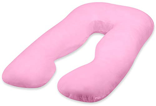 Vitabo weiches Schwangerschaftskissen und Stillkissen U-Form | ergonomisches Seitenschläferkissen | Flexibles Stützkissen und Kniekissen für erholsamen Schlaf | 110x70 cm (Rosa)