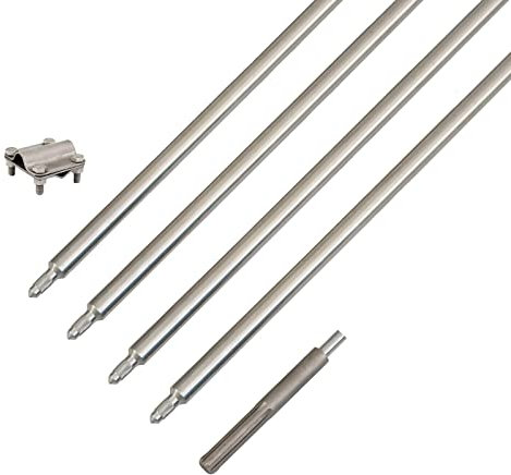 Tiefenerder Staberder Erdung Erder Erdung Blitzableiter Ø 20mm Edelstahl optional SDS-Max (4m Set * Klemmt + SDS Schlagkopf)