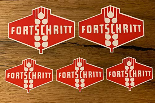 24/7stickers #755 / Fortschritt Aufkleber Set 10+7cm VEB DDR Traktor ZT Trekker Landwirtschaft Oldtimer Retro Vintage Osten für Trabant Barkas Wartburg Simson usw.