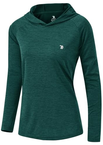 donhobo Damen Sportshirt Laufshirt UV Schutz Funktionsshirt | Leicht, Atmungsaktive, Schnelltrocknend, Langarm, Hoodie Sweatshirts, mit Daumenlöcher für Wandern Yoga Fitness Laufen