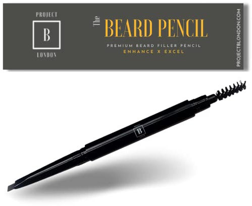 PROJECT B - Beard Filler Pencil Pen - Define Enhance Fill Beard Facial Hair Moustache - Natural Finish - Water Sweat Proof- Black -Brown (BLACK)