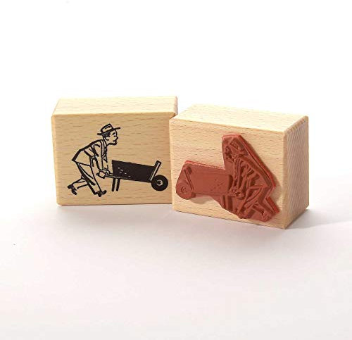 Motivstempel Titel: Mann mit Schubkarre