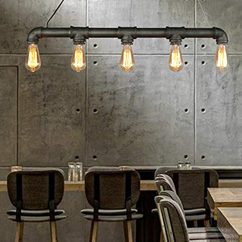 Retro Pendelleuchte, Innenleuchte, Vintage, Retro, Metall,Industrie Kronleuchter Deckenlampen E27 Retro Wasserrohr Pendelleuchte Hängelampe Loft Lampe Leuchte(Fünf Lichter)