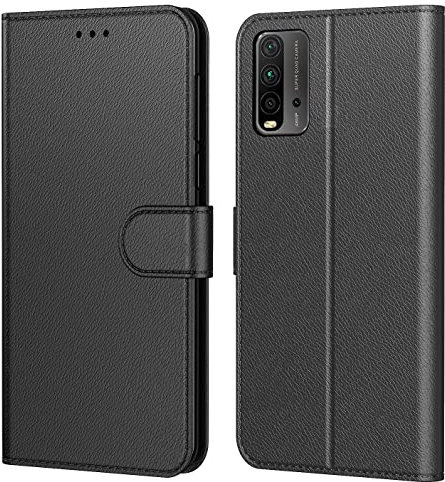 Tenphone Coque pour Xiaomi Redmi 9T, Etui Protection Housse Premium en Cuir PU,Pochette Fermeture Magnétique,Flip Case Compatible avec (Redmi 9T, Book Noir)