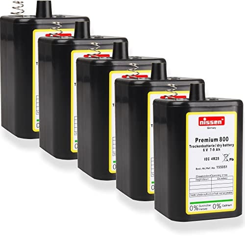 5er Pack 4R25 Nissen Premium 800-6V Hochleistungs- Industrial Longlife Blockbatterie - 6 Volt Batterie Block - neueste kraftmax Version 4R25X