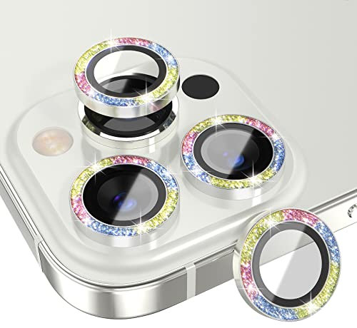 Choiche per iPhone 13 Pro/iPhone 13 Pro Max - Pellicola protettiva per obiettivo fotocamera Bling, 9H in vetro temperato per fotocamera, accessori decorativi in metallo (glitterati)
