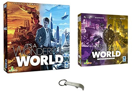 Set It's A Wonderful World + Erweiterung Korruption und Aufstieg + 1 Flaschenöffner Blumie (Basisspiel + Korruption)