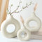 Donut Vase für Pampasgras - Große Beige Keramik Vase, Matt Ring für Nordic Modern Deko, Boho Rund Passend für Esstisch Couchtisch Schmücken Büro Haus