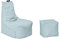 Momiralland Komfort Sitzsack XL - XXL mit Hocker Sitzkissen BodenKissen Sessel In- & Outdoor geeignet Gaming Sitzsack für Erwachsene und Kinder (Grau, XL - Durchmesser 75 cm)