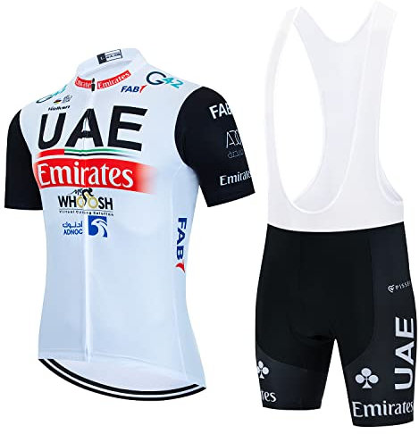 2023 Pro Team uae Radtrikot Set für Herren, atmungsaktives MTB Radtrikot Trägerhose Kits GEL Paddad (3XL)