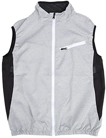 Breathable Mesh Air Conditioned Cooling Fan Vest Zipper Closure Sleeveless Cooling Jacket for Running Cooking Gardening (L)