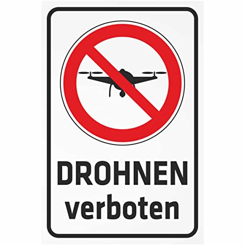 INDIGOS UG - Aluverbundplatte Schilder 3mm - Sicherheit - Drohnen verboten - 800x600 mm - Hotel, Firma, Schutz, KITA, Arzt, Praxis, Wohnung