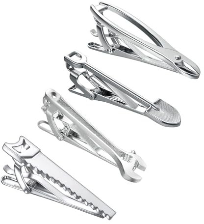 RunootPR Werkzeug Krawattennadel Silber Set Krawattenklammer Personalisiert Herren Hochzeit Business Parteien Schmuck Geschenk mit Geschenkbox