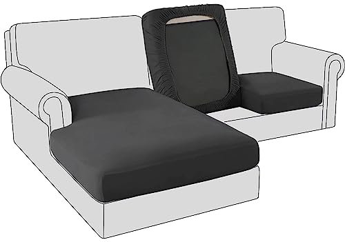 Sofa Sitzkissenbezug, Samt Stretch Bezug für Sofa Sitzkissen, Elastische Couchüberzüge, Sofasitzbezug Schonbezug Ersatz für einzelne Kissen (2-Sitzer,Schwarz)