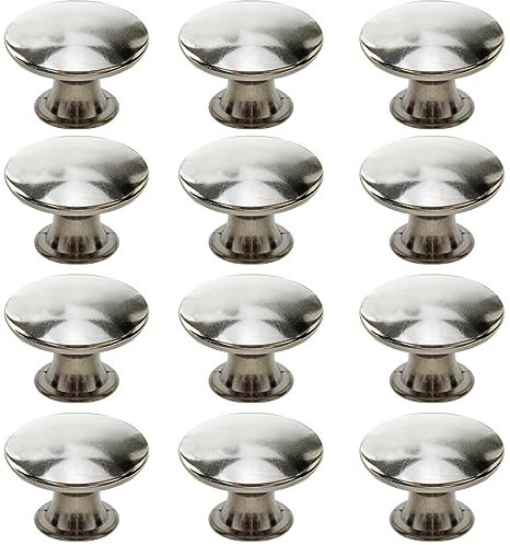 Beilala Cabinet Knobs Silver, 12 Pack Rustic Round Metal Dresser Pulls Furniture Handles with Screws for Chest of Drawers Kitchen Cupboard Wardrobe Door, 30x21mm
