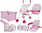 509 Crew Spring Pink 21 Pièces Kit de Jeu Stroll n Play & Care Combo : Poussette, Lit de Voyage, Chaise Haute Pour Poupée, à Partir de 3 Ans