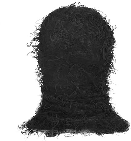 FakeFace Balaclava Distressed Knitted Warm Ski Mask Hat Gestrickte Sturmhaube Vollgesicht Skimasken Winddicht Halswärmer Beanie Cap für Männer Frauen Kostüm Zubehör