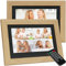 Golony 7-inch Digital Photo Frame, 1280x800 High Definition IPS Screen, Remote Control, Play Photos/Music/Videos Using USB/SD Card, Display Calendar, 2024 Mahogany Frame