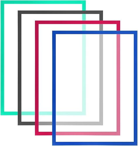 KARAT Lot de 5 cadres magnétiques muraux, cadre aimanté pour affichage, pochette magnétique, porte-documents et porte-affiches (Usage intérieur extérieur 45 x 33 cm, Format A3, Bleu)