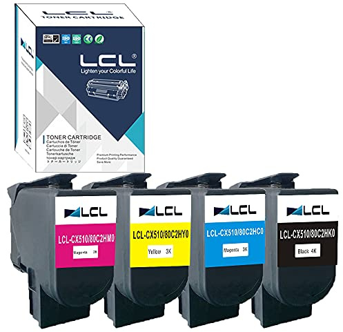 4 Toner für Lexmark CX410 CX510, 4000 Seiten+3 * 3000 Seiten 80C0H10 800H1 | 80C2HK0 802HK 80C2HKE 802HK 80C0H20 800H2 80C2HC0 802HC 80C2HCE 802HCE 80C0H30 800H3 80C2HM0 802HM 80C2HME (KCMY)