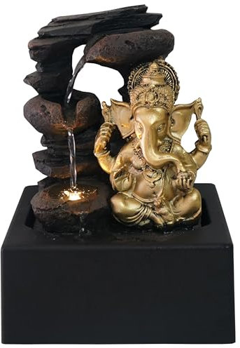 Fontaine LED d'intérieur CALMWATER - avec Ganesh doré - Décoration d'intérieur Salon, Bureau, Chambre - ARUM