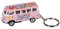 Porte-clés en métal Combi VW T1 Bus 1962 Peace & Love/voiture à friction (Rose)