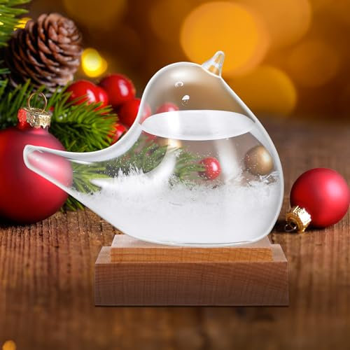 TIMIOTC Storm Glass Weather Forecaster - Weather Station Bird Liquid Barometer Weather Forecast Bottle with Wooden Base Weather Predictor Home Office Desktop Decorative As Gift