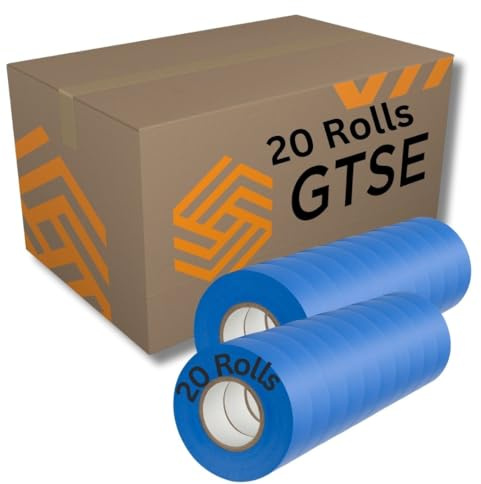 GTSE Blue Electrical Tape, 19mm x 20m, 20 Rolls of Strong Self-Adhesive PVC Insulation Tape for Insulating, Repairing and Protecting Electrical Wires