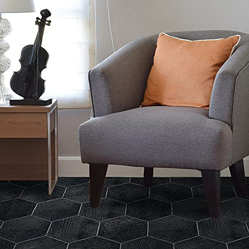 Neukids 30 Stück 20 × 23 cm Fliesenaufkleber Küche selbstklebend, Boden Aufkleber Holzmaserung Schwarz Sechseck Vintage Boden PVC Aufkleber DIY Wohnkultur