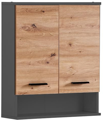 Lomadox Hängeschrank Wandschrank in anthrazit mit Eiche