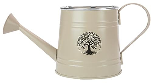Tree of Life Watering Can Metal Wall Planter Hanging Plant Pot for Garden Flowers & Herbs (Cream)