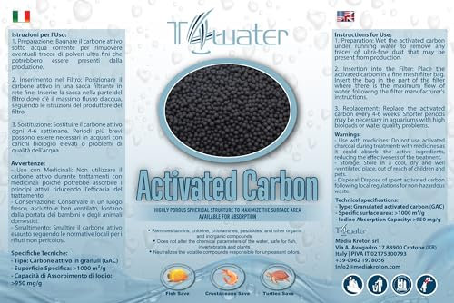 Carbone Attivo in Sfere Ceramici per Acquari - Filtrazione Efficiente per Acqua Cristallina, Rimozione di Tossine e Odori - Ideale per Acquari Dolce e Marino