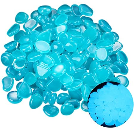 Pierres Lumineuses 100 Pièces Lumineux décoratifs Fluorescent Galet Cailloux Lumineux Brillent dans Le Noir Cailloux Décoratif pour Aquarium Jardin Pots de Fleurs Allée Fish Tank (bleu)