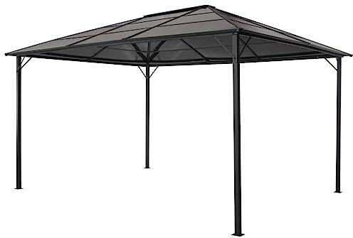 Iiaky Cenador con tejado Aluminio 4x3x2,6 m Negro Pergola Plegable Carpas para Exteriores
