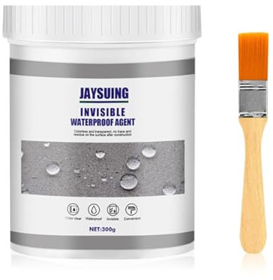 Wffeila 300g Sellador Impermeable, Recubrimiento de Poliuretano Transparente para Techo, Paredes, Azulejos, Baños y WC, Agente Impermeabilizante Invisible Líquido con Brocha