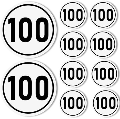 10 Stück 100 kmh Aufkleber Geschwindigkeits Schild Aufkleber Anhänger Klebeschild Aufkleber Sticker 100 km/h Nach Din 1451 für Anhänger LKW Wohnwagen Traktor 20cm