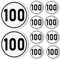 10 Stück 100 kmh Aufkleber Geschwindigkeits Schild Aufkleber Anhänger Klebeschild Aufkleber Sticker 100 km/h Nach Din 1451 für Anhänger LKW Wohnwagen Traktor 20cm