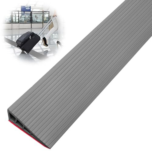 Türschwellenrampen, 100x10x2.5CM Schwellenrampe, PVC Rollstuhlrampe, rutschfeste Oberfläche, Gummirampe Auffahrrampe Schwellenrampe für Rollstuhl, Kinderwagen, Rollator oder e Scooter (Grau, 2.5)