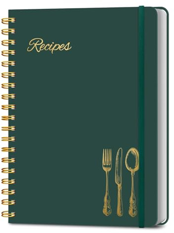 Recipe Book to Write in Your Own Recipes, Spiral Blank Cookbook 150 Recipes | Hardcover Recipe Journal with Ample Space, Waterproof Blank Recipe Notebook for Easy Kitchen Use, Elegant gift - Black Green