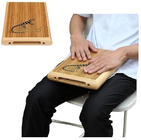 Flache Reise-Cajon-Trommel mit Tasche, leichte, kompakte Cajon mit Gitarrensaiten, schlankes Design (4,6 x 23,6 x 29 cm, 0,7 kg, Zebraholz und Birkenkörper)