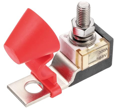 sourcing map Terminal Fuse, 300A 58V DC Marine Rated Battery Fuse with Holder, Silver Ceramic Plastic, Chassis Mount, for Vehicles Boats RVs