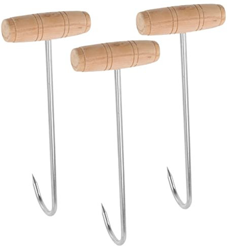 KOMBIUDA Ganci Estrattori Per Stivali in Acciaio Resistente 3 Pezzi Manico in Legno, Accessorio Per Rimozione Stivali e Supporto Stabile, Per Anziani e Uso Domestico