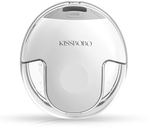 KISSBOBO Elektrische Milchpumpe, 4 Modi, 19 Stufen, Freihändig, Starke 320 mmHg Saugleistung, Hilft Müttern, Mehr Milch zu Produzieren (1 Stück/Weiß)