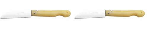 Arcos Serie Navajas Profesionales - Navaja Profesional - Hoja Filo de Acero Inoxidable NITRUM de 85 mm - Navaja de Acero Inoxidable Color amarillo (Paquete de 2)