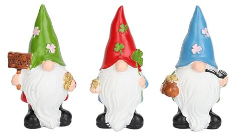 3pcs Gnome Figurines, Miniature Garden Gnomes,Resin Gnome Statue Ornament for Garden Home Plant Pots